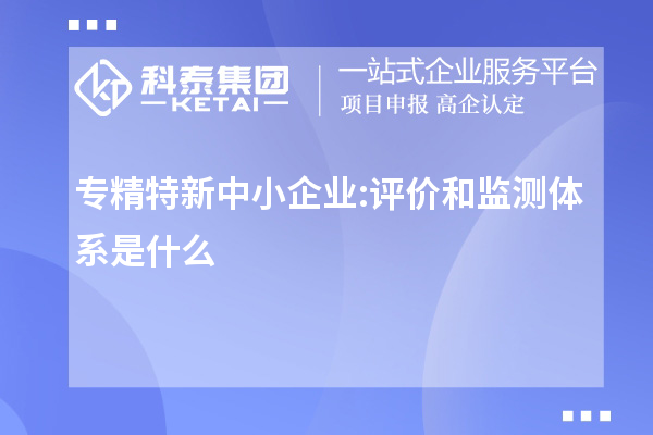 专精特新中小企业:评价和监测体系是什么