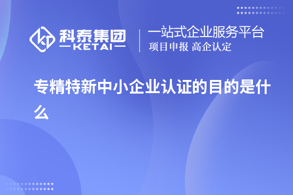 专精特新中小企业认证的目的是什么