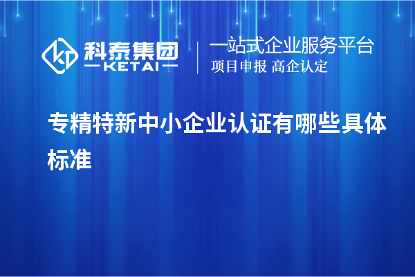 专精特新中小企业认证有哪些具体标准