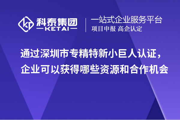 通过深圳市专精特新小巨人认证，企业可以获得哪些资源和合作机会