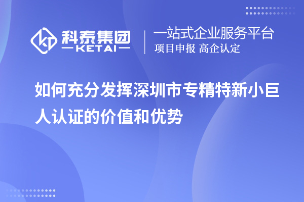 如何充分发挥深圳市专精特新小巨人认证的价值和优势