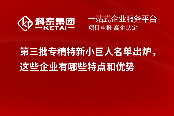 第三批专精特新小巨人名单出炉，这些企业有哪些特点和优势