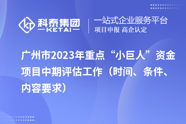 广州市2023年重点“小巨人”资金项目中期评估工作（时间、条件、内容要求）