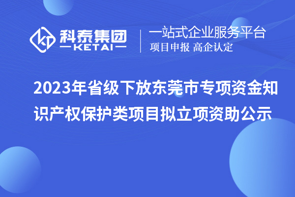 2023年省级下放东莞市专项资金知识产权保护类项目拟立项资助公示