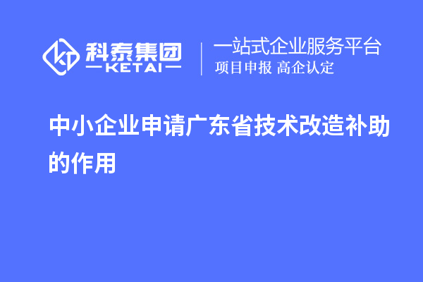 中小企业申请广东省技术改造补助的作用