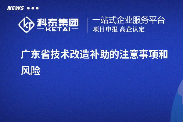 广东省技术改造补助的注意事项和风险