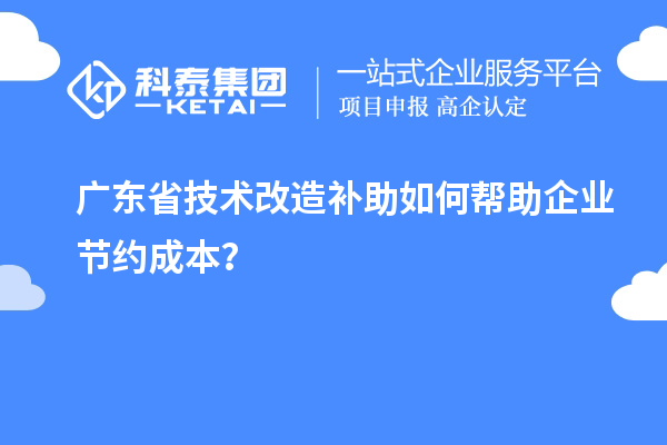 广东省技术改造补助如何帮助企业节约成本？