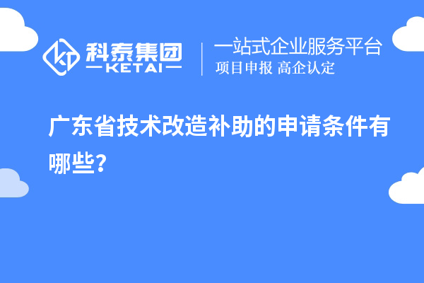 广东省技术改造补助的申请条件有哪些？