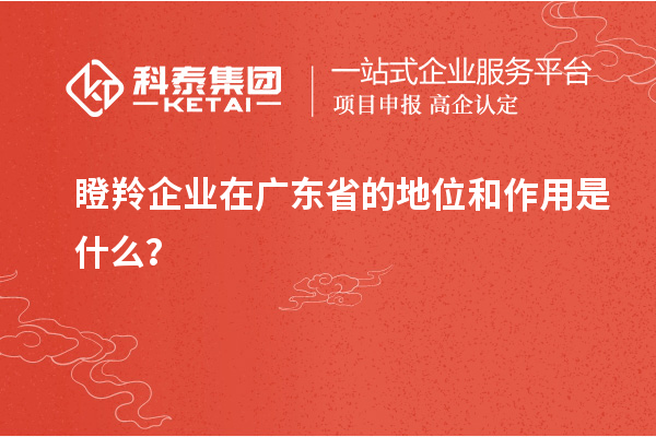 瞪羚企业在广东省的地位和作用是什么？