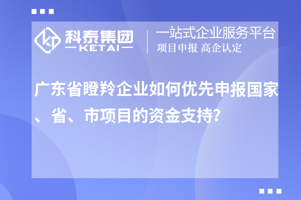 广东省瞪羚企业如何优先申报国家、省、市项目的资金支持？