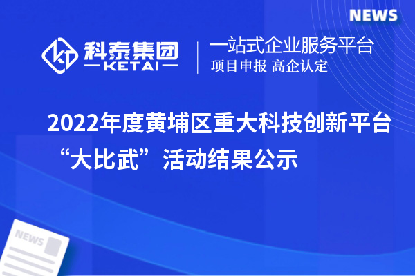 2022年度黄埔区重大科技创新平台“大比武”活动结果公示