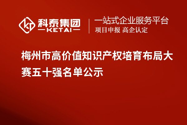 梅州市高价值知识产权培育布局大赛五十强名单公示