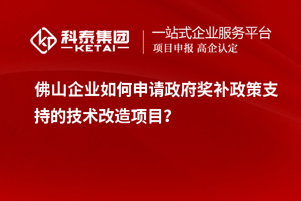 佛山企业如何申请政府奖补政策支持的技术改造项目？