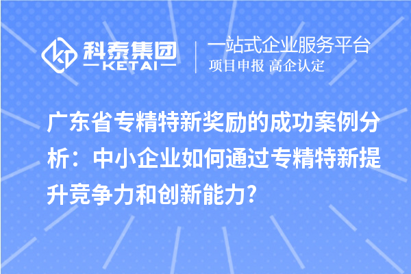 广东省专精特新奖励的成功案例分析：中小企业如何通过专精特新提升竞争力和创新能力?