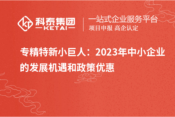 专精特新小巨人：2023年中小企业的发展机遇和政策优惠