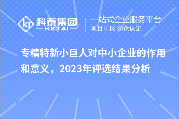 专精特新小巨人对中小企业的作用和意义，2023年评选结果分析