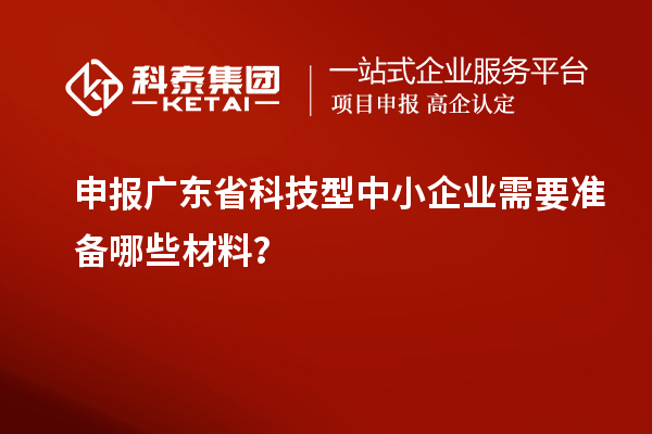 申报广东省科技型中小企业需要准备哪些材料？