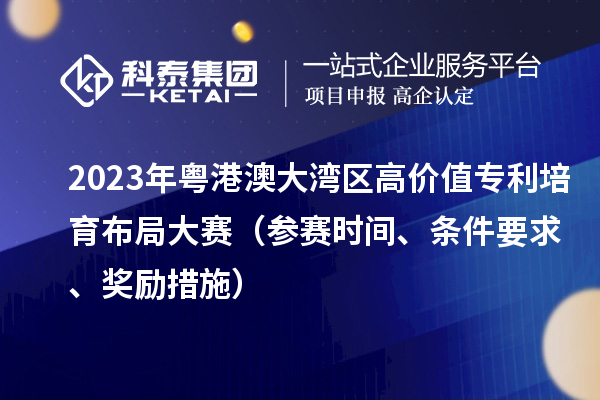 2023年粤港澳大湾区高价值专利培育布局大赛（参赛时间、条件要求、奖励措施）