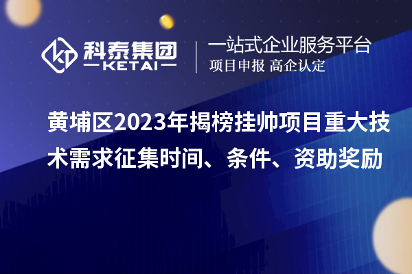 黄埔区2023年揭榜挂帅项目重大技术需求征集时间、条件、资助奖励