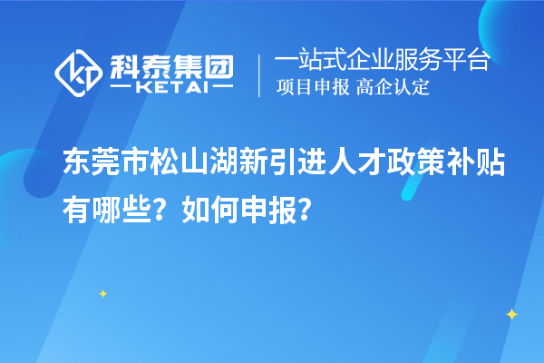 东莞市松山湖新引进人才政策补贴有哪些？如何申报？