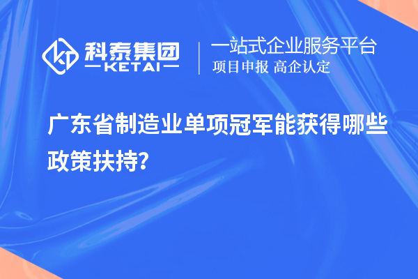 广东省制造业单项冠军能获得哪些政策扶持？