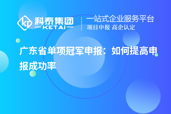 广东省单项冠军申报：如何提高申报成功率