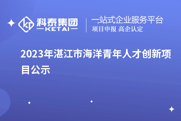 2023年湛江市海洋青年人才创新项目公示