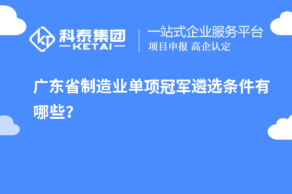 广东省制造业单项冠军遴选条件有哪些？