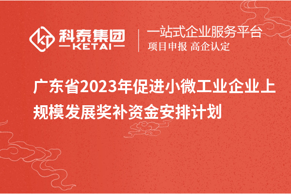 广东省2023年促进小微工业企业上规模发展奖补资金安排计划