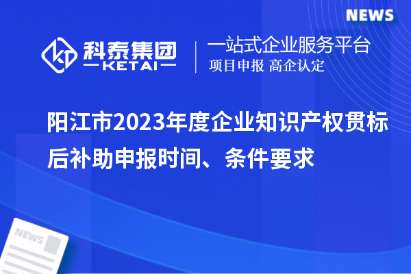 阳江市2023年度企业知识产权贯标后补助申报时间、条件要求