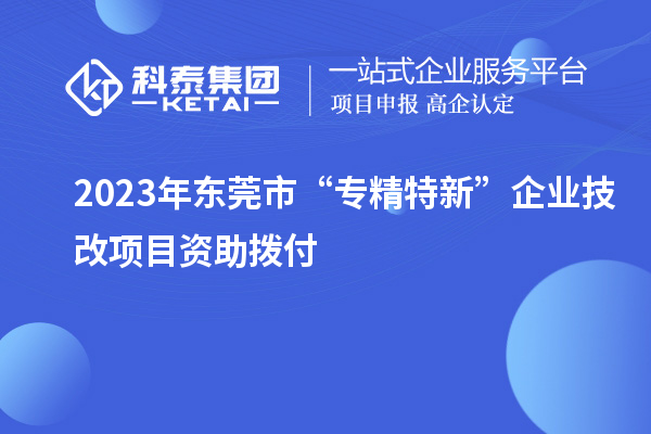 2023年东莞市“专精特新”企业技改项目资助拨付