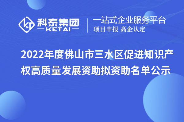 2022年度佛山市三水区促进知识产权高质量发展资助拟资助名单公示