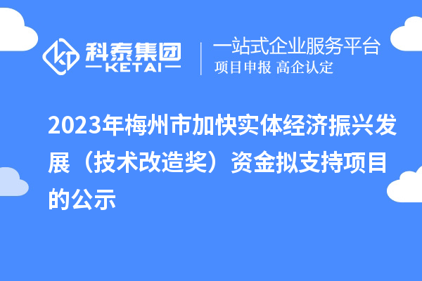 2023年梅州市加快实体经济振兴发展（技术改造奖）资金拟支持项目的公示