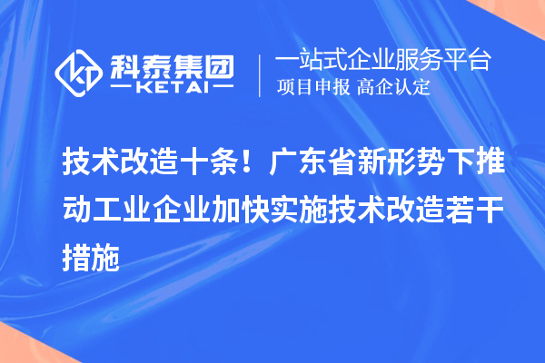 技术改造十条！广东省新形势下推动工业企业加快实施技术改造若干措施