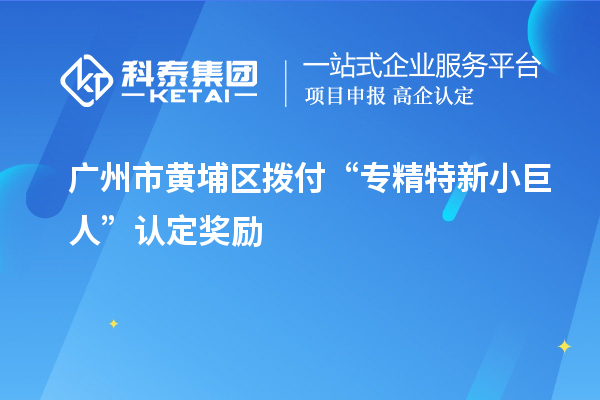 广州市黄埔区拨付“专精特新小巨人”认定奖励