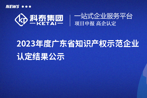 2023年度广东省知识产权示范企业认定结果公示