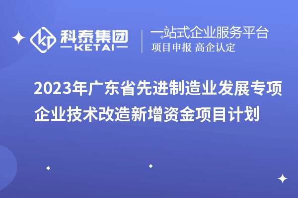 2023年广东省先进制造业发展专项企业技术改造新增资金项目计划