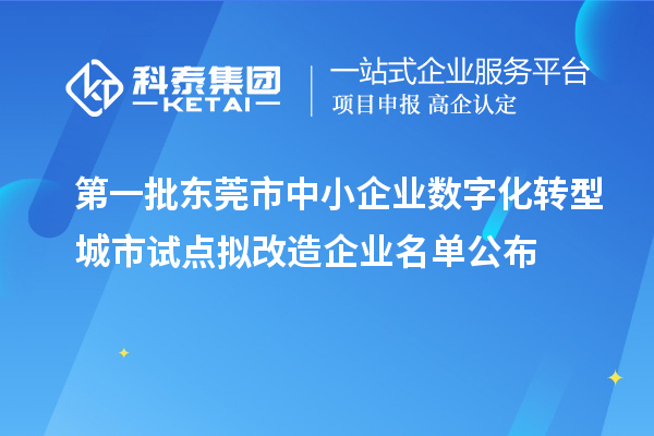 第一批东莞市中小企业数字化转型城市试点拟改造企业名单公布