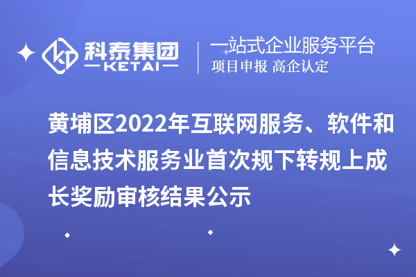 黄埔区2022年互联网服务、软件和信息技术服务业首次规下转规上成长奖励审核结果公示