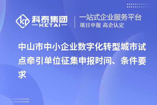 中山市中小企业数字化转型城市试点牵引单位征集申报时间、条件要求