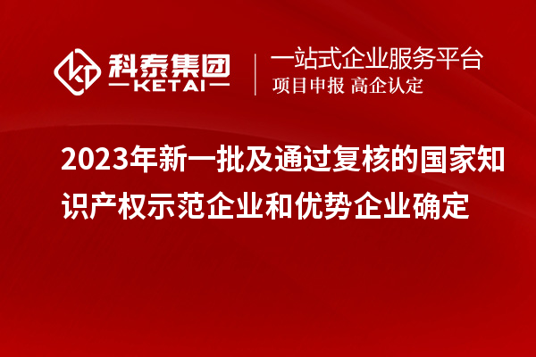 2023年新一批及通过复核的国家知识产权示范企业和优势企业确定