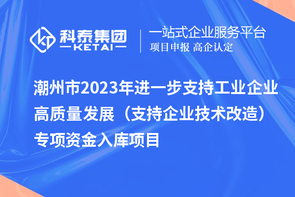 潮州市2023年进一步支持工业企业高质量发展（支持企业技术改造）专项资金入库项目