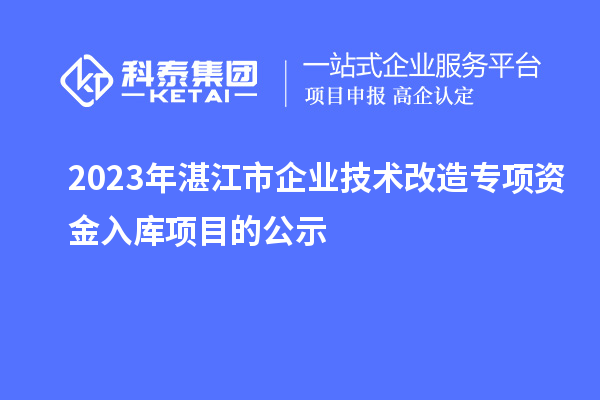 2023年湛江市企业技术改造专项资金入库项目的公示