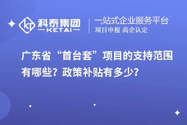 广东省“首台套”项目的支持范围有哪些？政策补贴有多少？