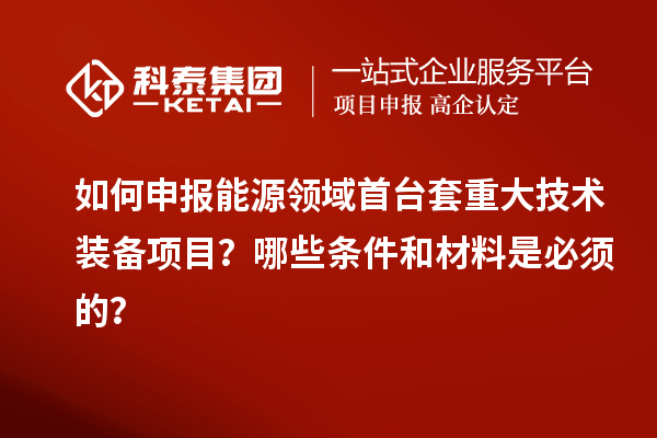 如何申报能源领域首台套重大技术装备项目？哪些条件和材料是必须的？