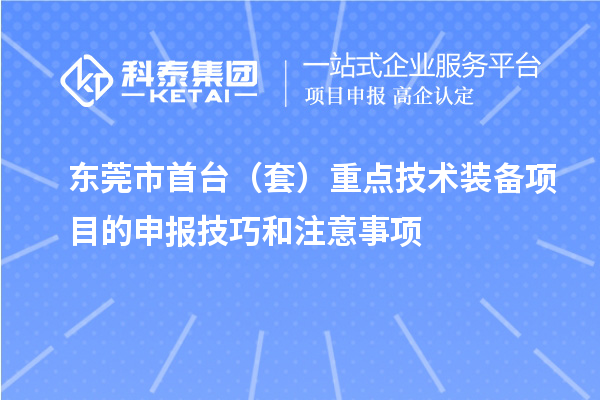 东莞市首台（套）重点技术装备项目的申报技巧和注意事项