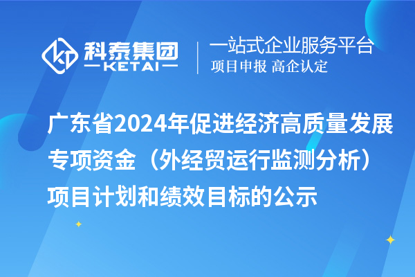 广东省2024年促进经济高质量发展专项资金（外经贸运行监测分析）项目计划和绩效目标的公示