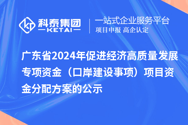 广东省2024年促进经济高质量发展专项资金（口岸建设事项）项目资金分配方案的公示