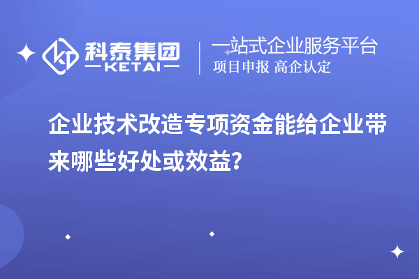 企业技术改造专项资金能给企业带来哪些好处或效益？