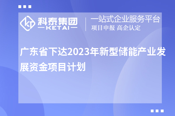 广东省下达2023年新型储能产业发展资金项目计划